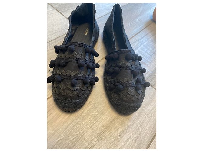 Maje Mahe Espadrilles mit Pompon schwarz Leinen Größe 39 - Ansicht 6