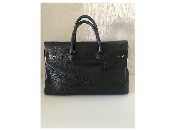 Borsa a mano Mac Douglas Pyla Romy in pelle nera effetto coccodrillo Nero - vista 2