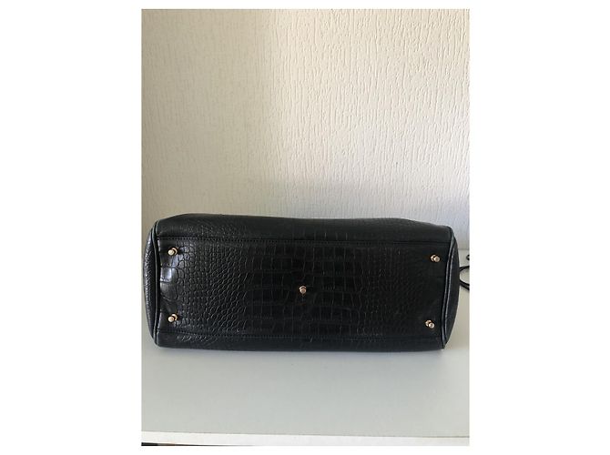 Borsa a mano Mac Douglas Pyla Romy in pelle nera effetto coccodrillo Nero - vista 3