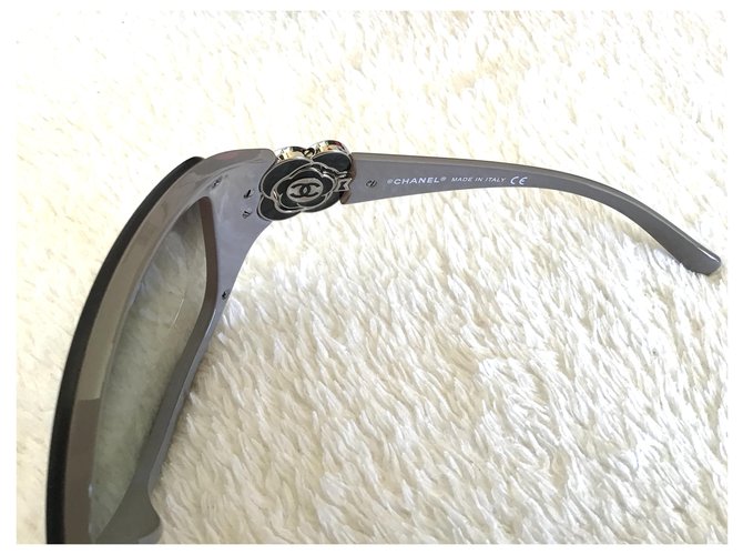 Chanel Camelia floreale Nero Grigio - vista 7