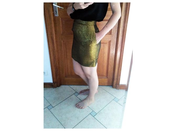 Soeur Catousha Rock mit hoher Taille Gold Polyester Größe 34 Golden - Ansicht 10
