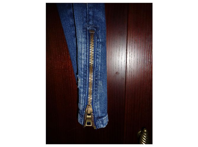 Jeans Biker Balmain Blu in Cotone - vista 4