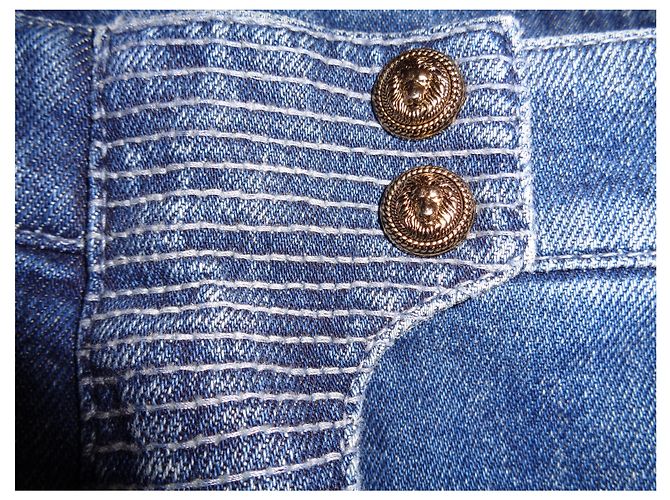 Jeans Biker Balmain Blu in Cotone - vista 6