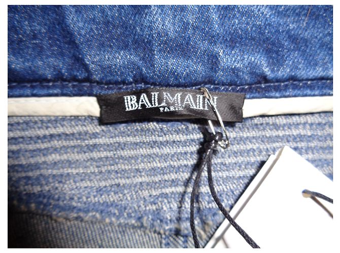 Jeans Biker Balmain Blu in Cotone - vista 9