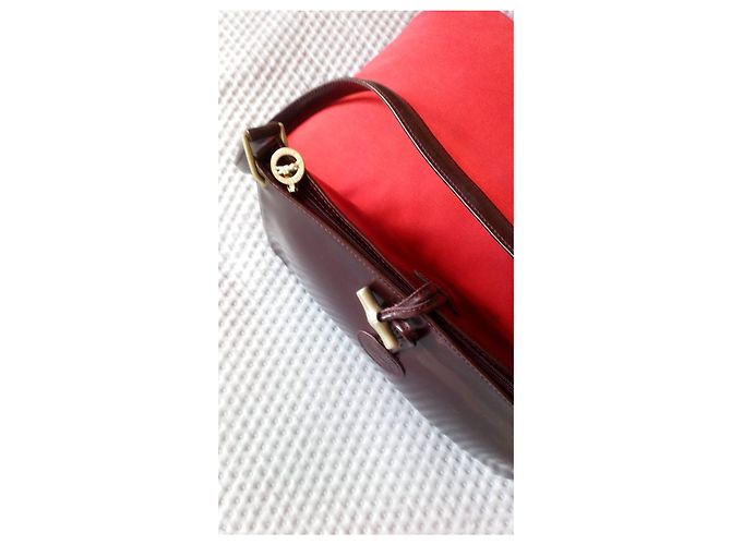Borsa a mano Longchamp Roseau in pelle rosso scuro Bordò - vista 3