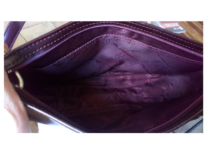 Borsa a mano Longchamp Roseau in pelle rosso scuro Bordò - vista 6