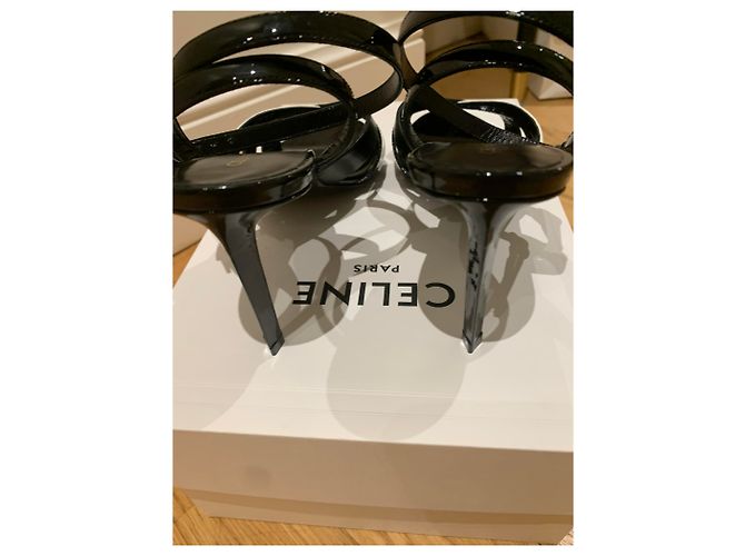 Sandali Céline in pelle neri con tacco 8,5 cm Nero - vista 3