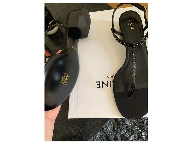 Sandali Céline in pelle nera 39 Nero - vista 2