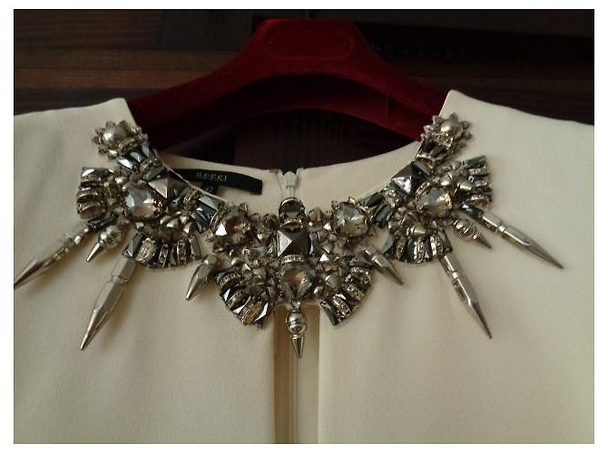 Gucci Cocktailkleid Seide Creme Roh - Ansicht 2