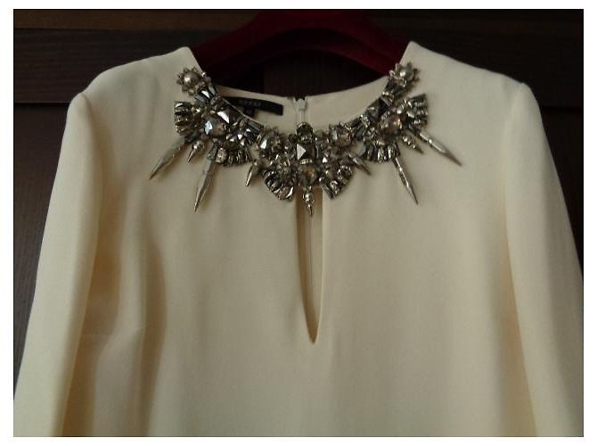 Gucci Cocktailkleid Seide Creme Roh - Ansicht 3