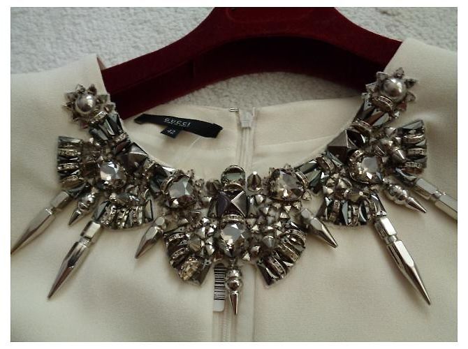 Gucci Cocktailkleid Seide Creme Roh - Ansicht 6