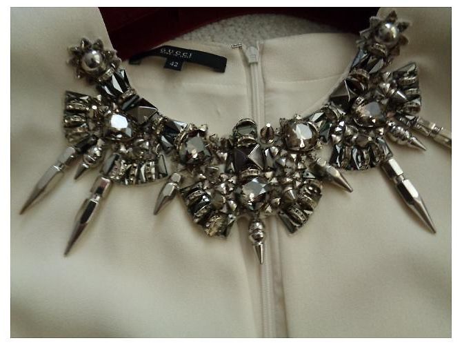 Gucci Cocktailkleid Seide Creme Roh - Ansicht 8