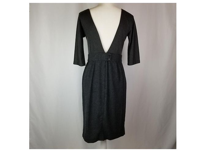 Vera Wang Wollseidenkleid Anthrazitgrau - Ansicht 3