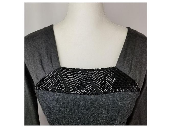 Vera Wang Wollseidenkleid Anthrazitgrau - Ansicht 5
