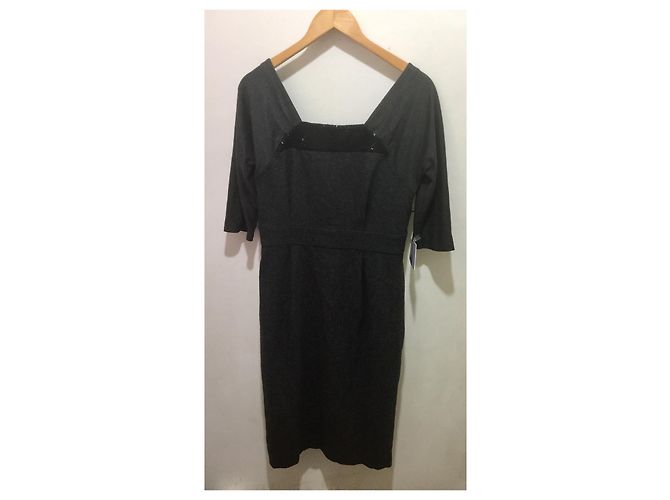 Vera Wang Wollseidenkleid Anthrazitgrau - Ansicht 7