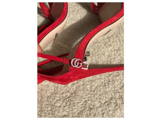 Sandali Gucci in pelle di cervo rossa Rosso - vista 2