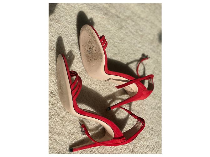 Sandali Gucci in pelle di cervo rossa Rosso - vista 3