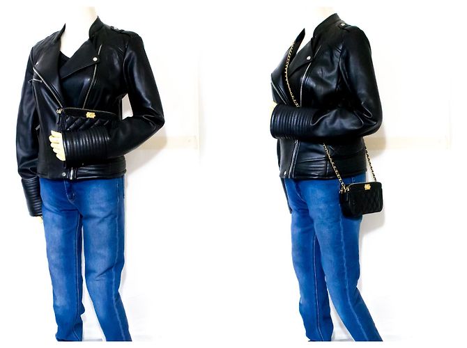 CHANEL Portafoglio Boy con caviale nero su catena WOC con tracolla con zip - vista 12