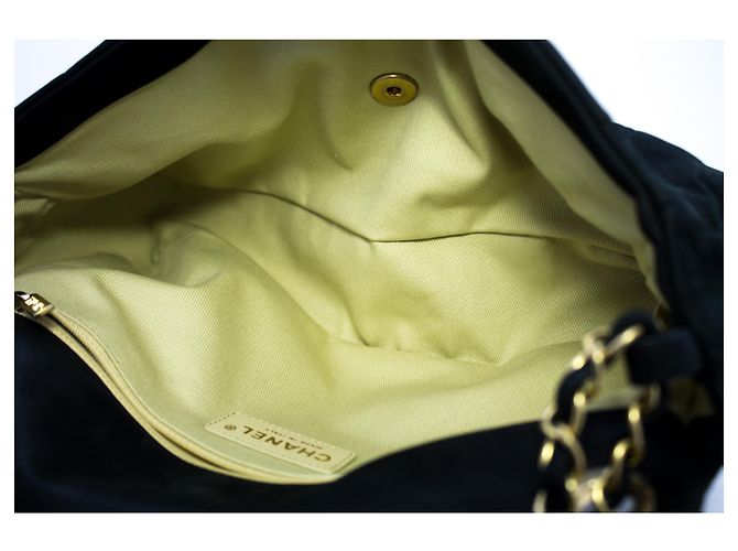 CHANEL couro de bezerro Sparkle Leather Chain Shoulder Bag Preto acolchoado - vista 10