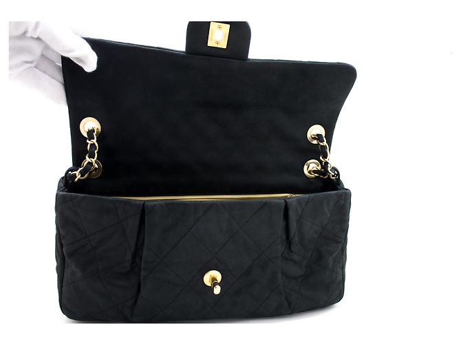 CHANEL couro de bezerro Sparkle Leather Chain Shoulder Bag Preto acolchoado - vista 11