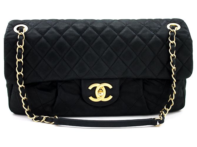 CHANEL couro de bezerro Sparkle Leather Chain Shoulder Bag Preto acolchoado - vista 2