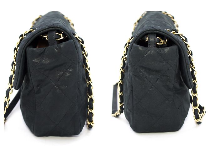 CHANEL couro de bezerro Sparkle Leather Chain Shoulder Bag Preto acolchoado - vista 5