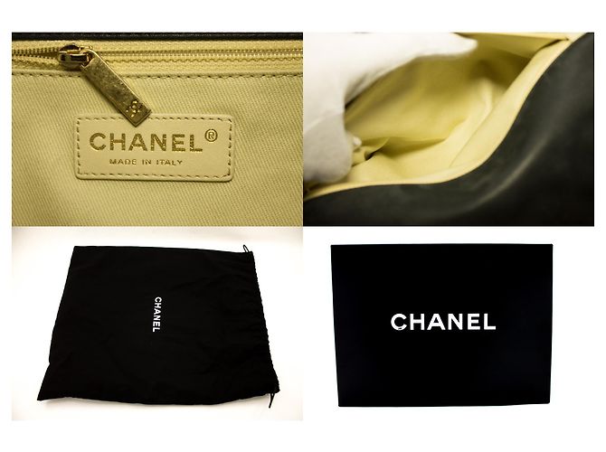 CHANEL couro de bezerro Sparkle Leather Chain Shoulder Bag Preto acolchoado - vista 8