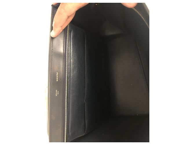 Trapèze Borsa a spalla Céline TRAPEZE grande in pelle e scamosciata blu scuro Blu navy - vista 5
