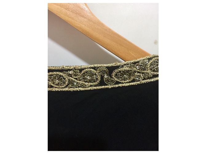 Marchesa Notte Seidenchiffonkleid Schwarz Golden - Ansicht 10