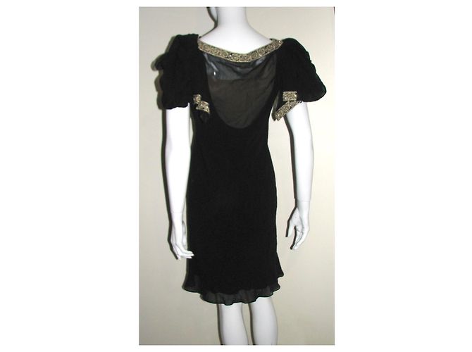 Marchesa Notte Seidenchiffonkleid Schwarz Golden - Ansicht 4