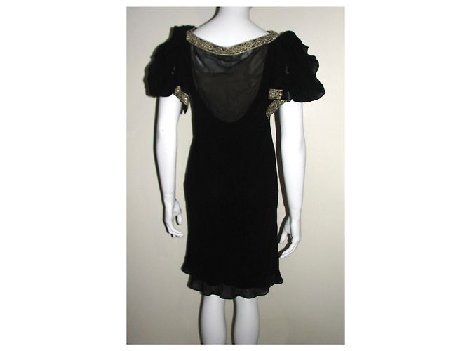 Marchesa Notte Seidenchiffonkleid Schwarz Golden - Ansicht 5