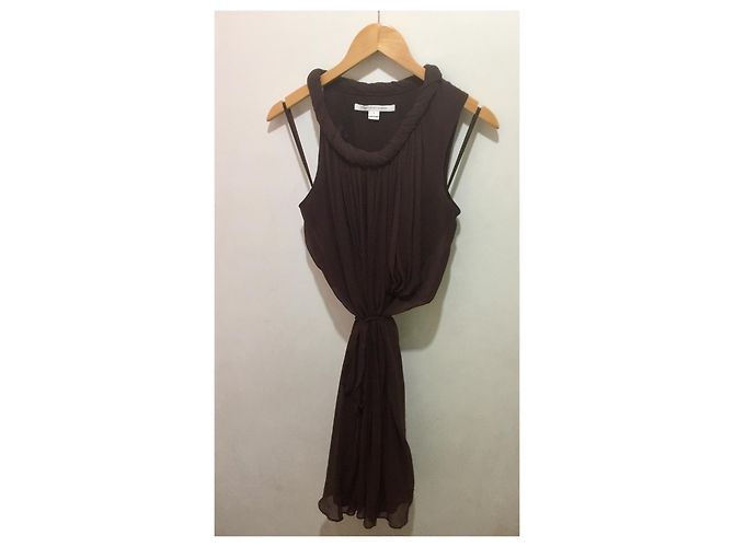 Diane Von Furstenberg DvF Lehana Vestido de seda estilo griego Castaño Chocolate - vista 4