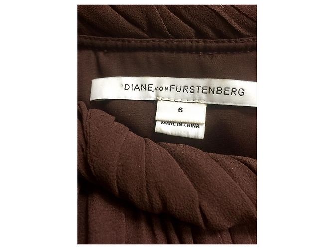 Diane Von Furstenberg DvF Lehana Vestido de seda estilo griego Castaño Chocolate - vista 6