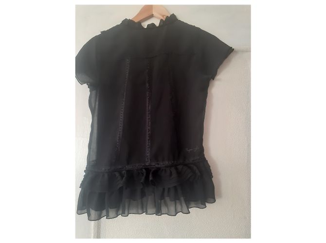 Pepe Jeans Lace and Crepe Ruffled Top Black XL - view 4