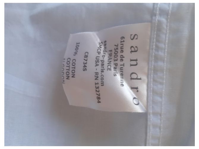 Camicia Sandro in cotone azzurro con colletto bianco Blu chiaro - vista 2