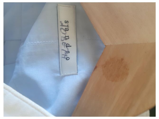 Camicia Sandro in cotone azzurro con colletto bianco Blu chiaro - vista 3