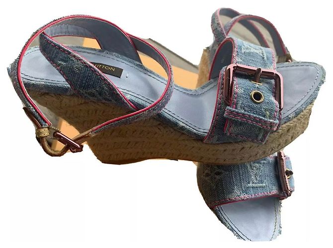 Louis Vuitton Mules compensées Bleu clair - vue 5