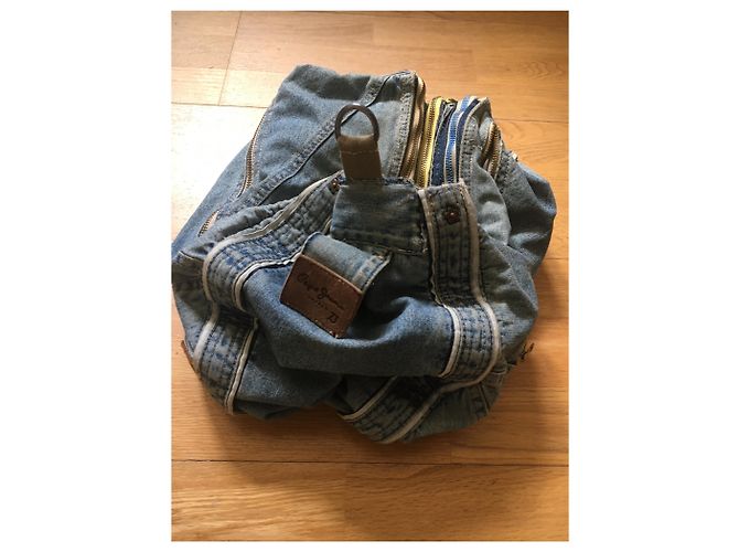 Borsa a mano Pepe Jeans in cotone blu con tasche multiple - vista 3