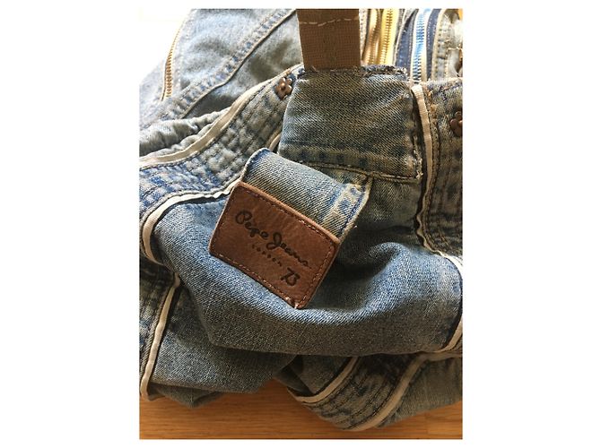 Borsa a mano Pepe Jeans in cotone blu con tasche multiple - vista 4
