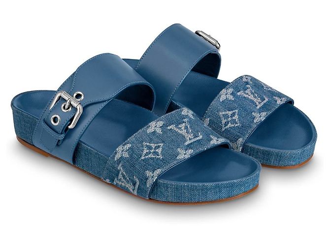 Louis Vuitton Sabot piatti Bom dia nuovi LV Blu - vista 2