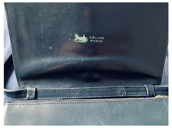 Vintage Céline Trio Kalbsleder Clutch Handtasche Blau - Ansicht 5
