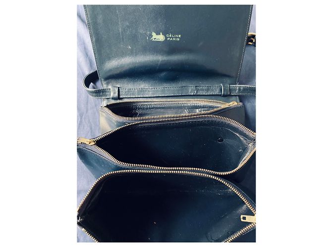Vintage Céline Trio Kalbsleder Clutch Handtasche Blau - Ansicht 6