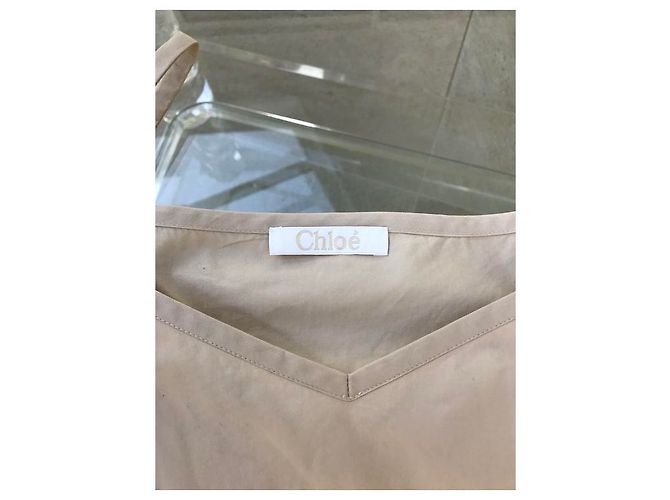 Top de algodão bege Chloé Branco - vista 3
