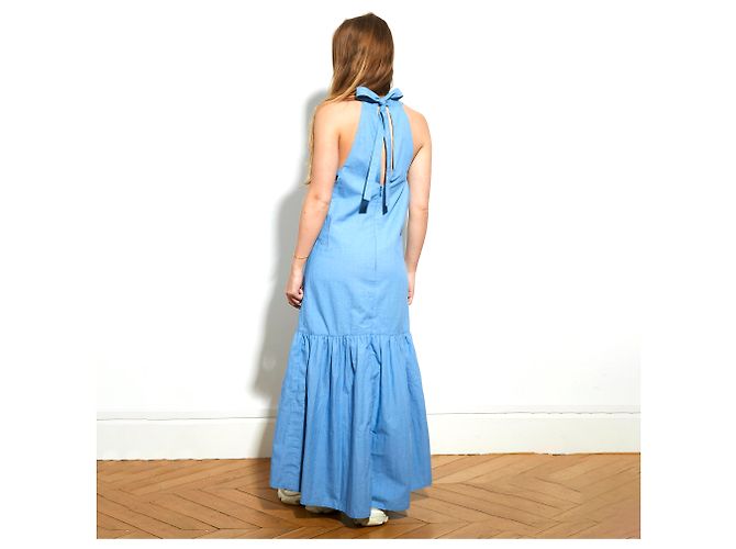 Louis Vuitton langes Chambray Kleid blau Größe 36 - Ansicht 5