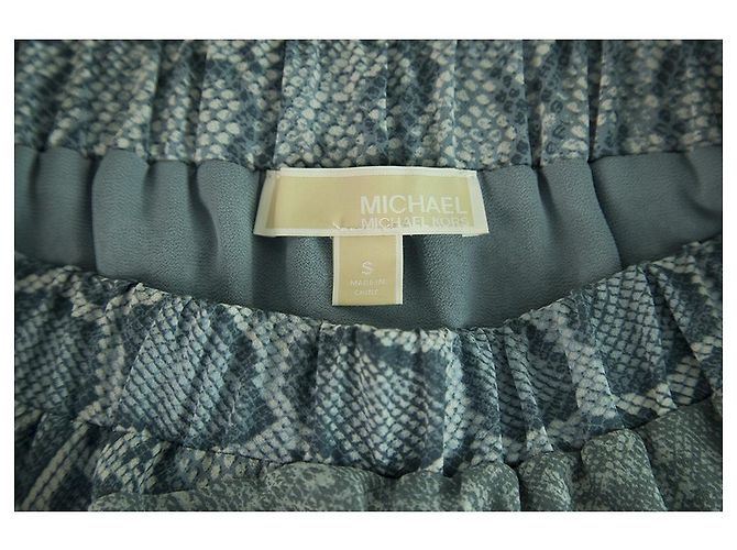 Michael Michael Kors Blauer Rüschenschlangenmuster Midi Knielanger Rock Größe S. - Ansicht 3