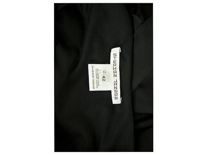 Stephan Janson Schwarz Viskose Seide Sheer Cape Mini Länge Abendkleid Größe 42 - Ansicht 4