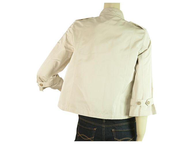 Trussardi Jeans Off White Woman's Lightweight Polyester Trench Jacket It 42 - view 2