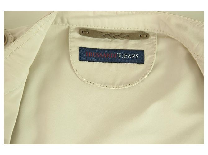 Trussardi Jeans Off White Woman's Lightweight Polyester Trench Jacket It 42 - view 3