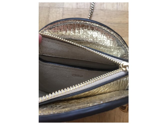 Chloé Pixie Nano Borsa in pelle dorata D'oro - vista 3