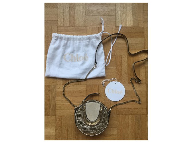 Chloé Pixie Nano Borsa in pelle dorata D'oro - vista 7